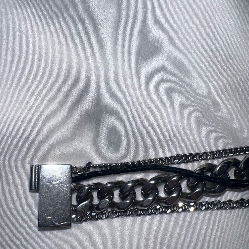 Saint Laurent Bracelet Silver and Cotton Chain - Picture 5 of 8